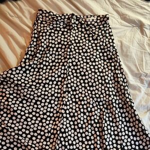 Zara Black and White Polka Dot A-Line Skirt
